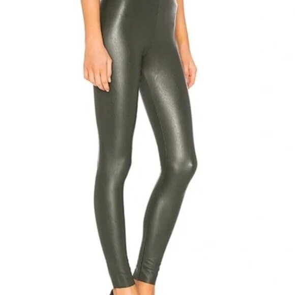 Commando Faux Leather Leggings Womens Medium Green Olive High Rise - Picture 1 of 5